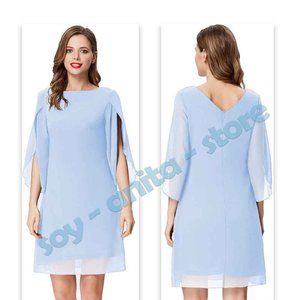 Grace Karin Women's Loose Chiffon Dress Light Blue